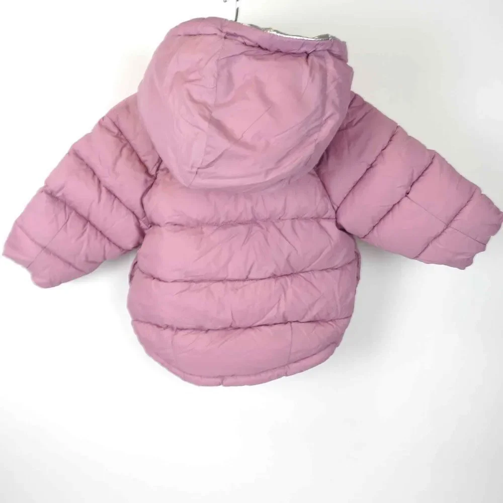 Mayoral Warm Insulated Hooded Puffer Jacket‎ Purple Metallic Silver Baby Sz 6m